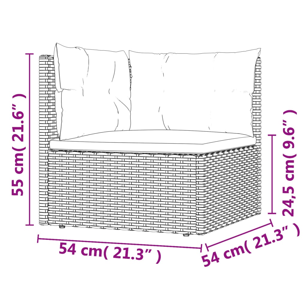 Divano Angolare da Giardino con Cuscini in Polyrattan Grigio