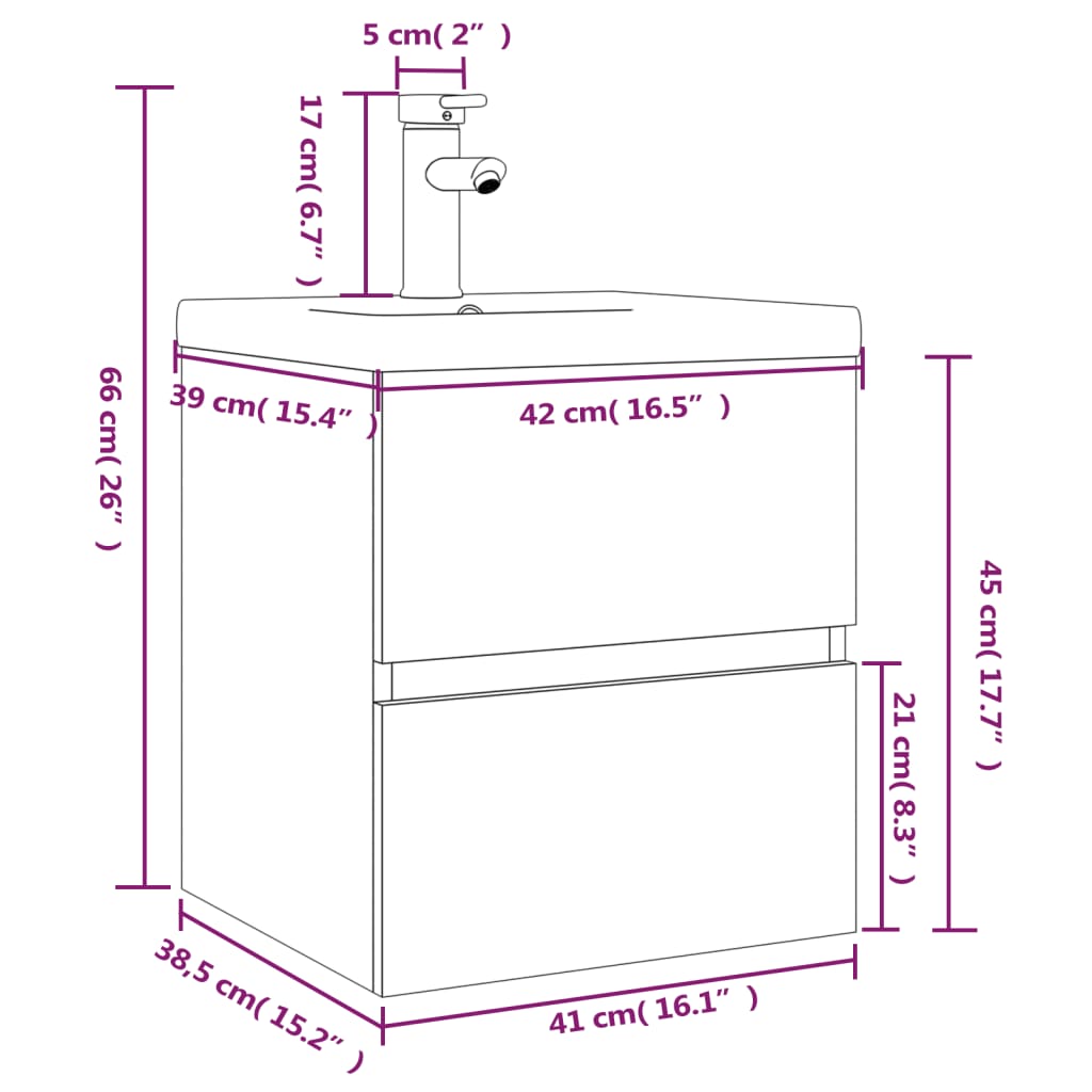 Mobile Bagno con Lavabo Integrato Rovere Fumo Legno Multistrato