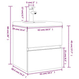 Mobile Bagno con Lavabo Integrato Rovere Fumo Legno Multistrato