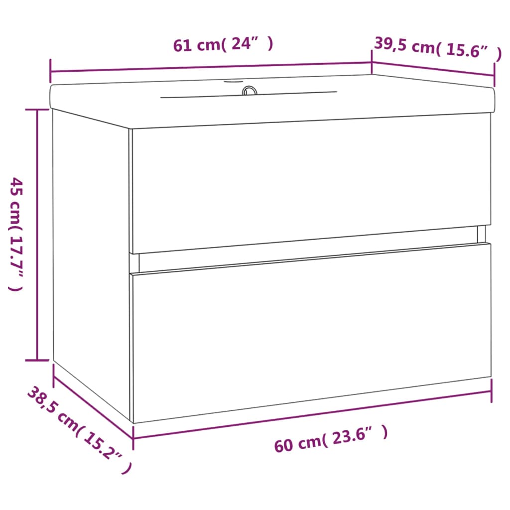 Mobile Bagno con Lavabo Integrato Rovere Fumo Legno Multistrato