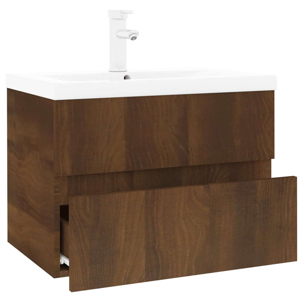 Mobile Bagno Lavabo Integrato Rovere Marrone Legno Multistrato