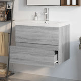 Mobile Bagno e Lavabo Integrato Grigio Sonoma Legno Multistrato