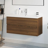 Mobile Bagno Lavabo Integrato Rovere Marrone Legno Multistrato