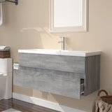 Mobile Bagno e Lavabo Integrato Grigio Sonoma Legno Multistrato