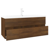 Mobile Bagno Lavabo Integrato Rovere Marrone Legno Multistrato