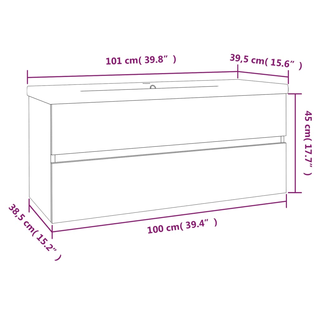 Mobile Bagno Lavabo Integrato Rovere Marrone Legno Multistrato