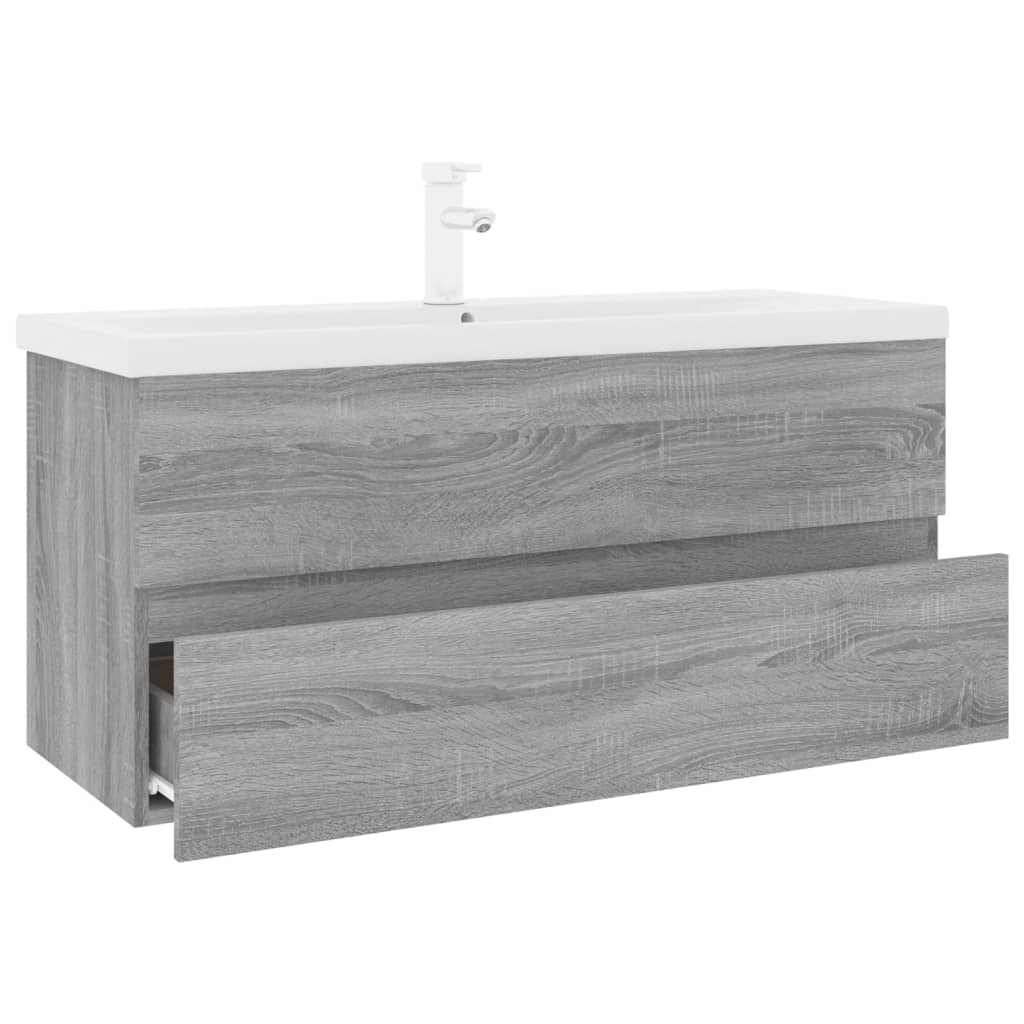 Mobile Bagno e Lavabo Integrato Grigio Sonoma Legno Multistrato