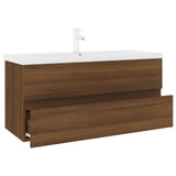 Mobile Bagno Lavabo Integrato Rovere Marrone Legno Multistrato