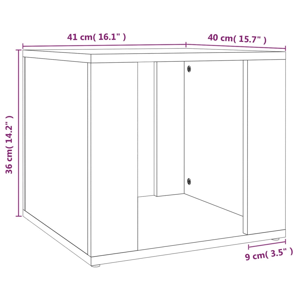 Comodino Grigio Cemento 41x40x36 cm in Legno Multistrato