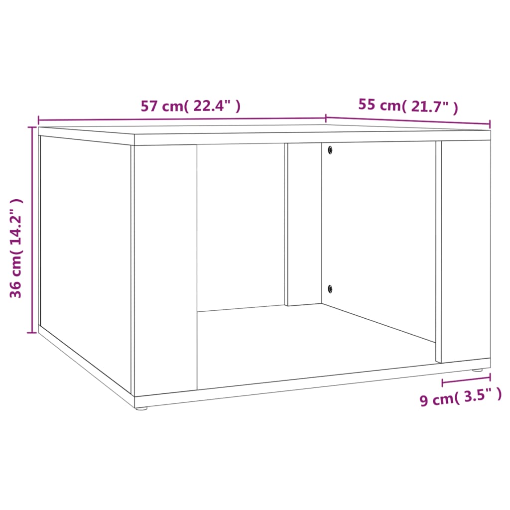 Comodino Bianco 57x55x36 cm in Legno Multistrato