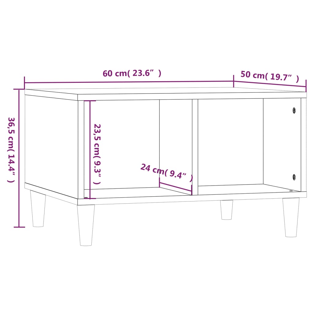 Tavolino da Salotto Rovere Fumo 60x50x36,5 cm Legno Multistrato