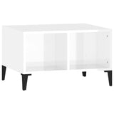 Tavolino Salotto Bianco Lucido 60x50x36,5 cm Legno Multistrato