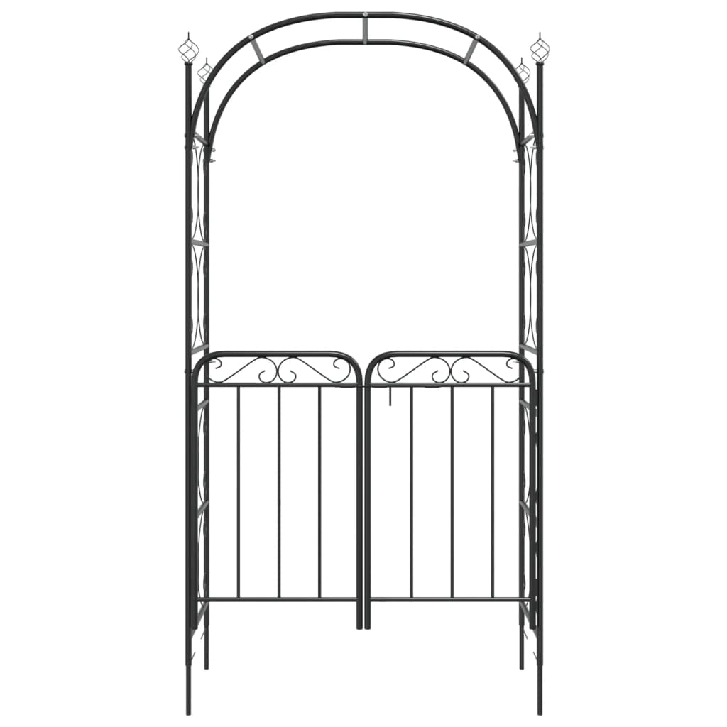 Arco da Giardino con Cancello Nero 108x45x235 cm Acciaio