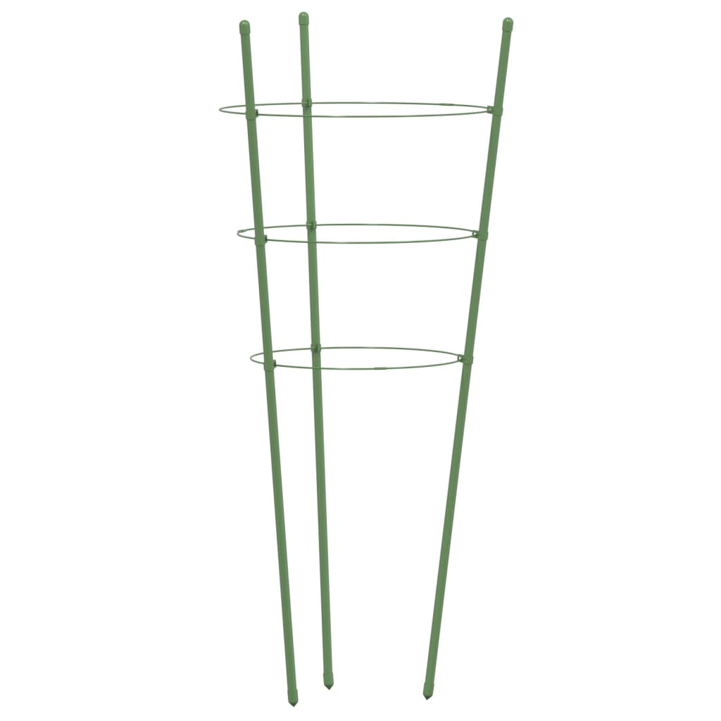 Supporti Piante da Giardino con 3 Anelli 5pz Verde 45cm Acciaio