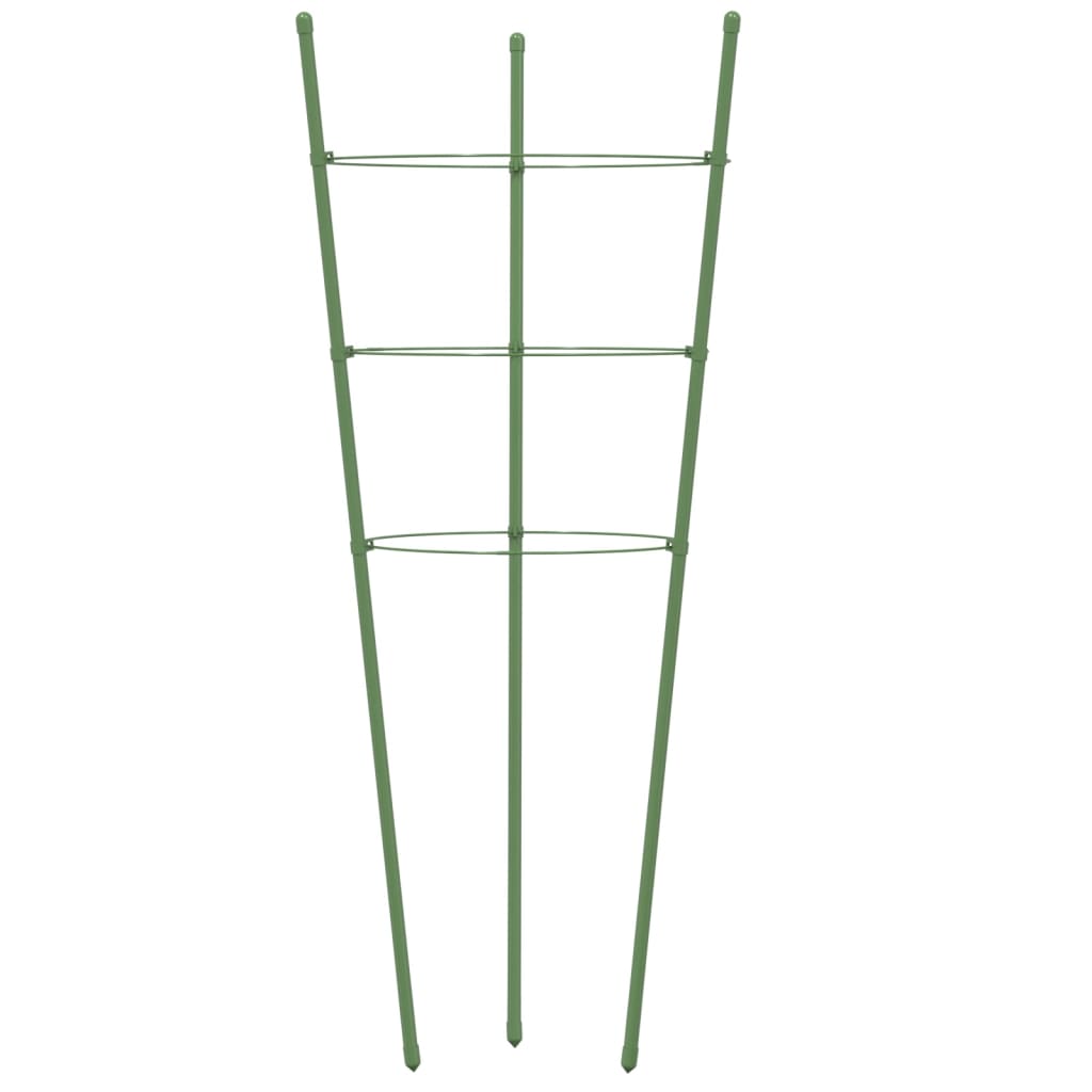 Supporti Piante da Giardino con 3 Anelli 5pz Verde 45cm Acciaio