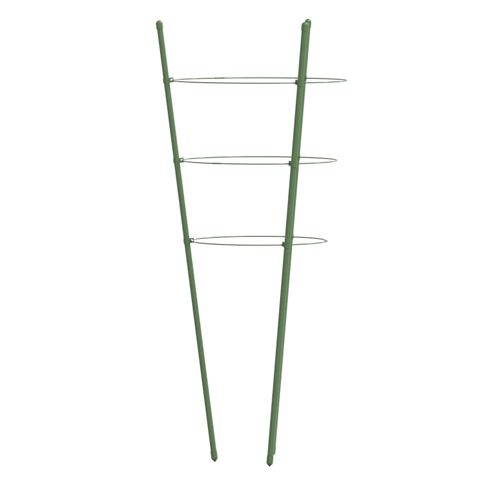 Supporti Piante da Giardino con 3 Anelli 5pz Verde 45cm Acciaio