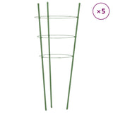 Supporti Piante da Giardino con 3 Anelli 5pz Verde 60cm Acciaio