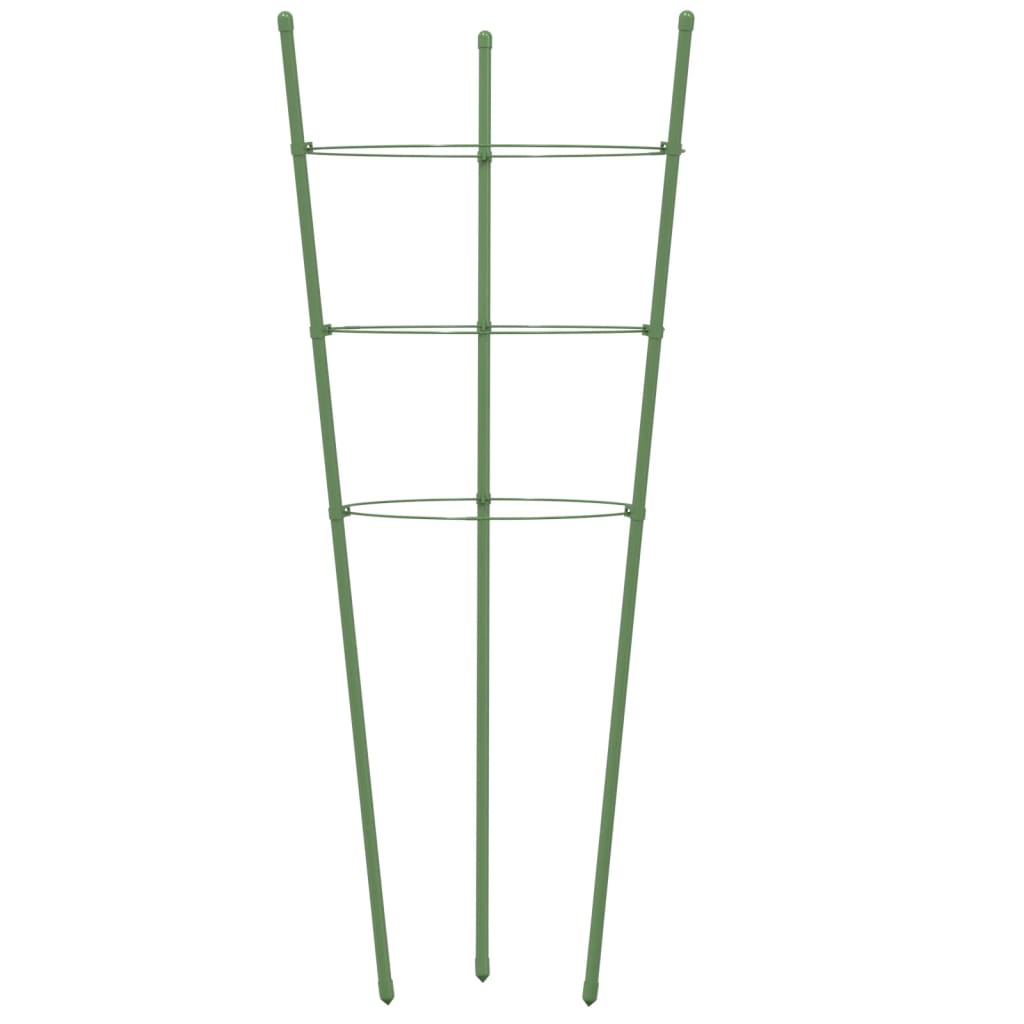 Supporti Piante da Giardino con 3 Anelli 5pz Verde 60cm Acciaio