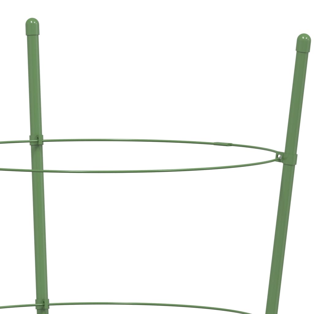 Supporti Piante da Giardino con 3 Anelli 5pz Verde 75cm Acciaio