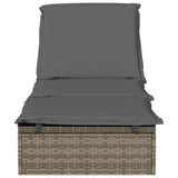 Lettino 1 pz con Cuscino Grigio 201x55x62 cm in Polyrattan