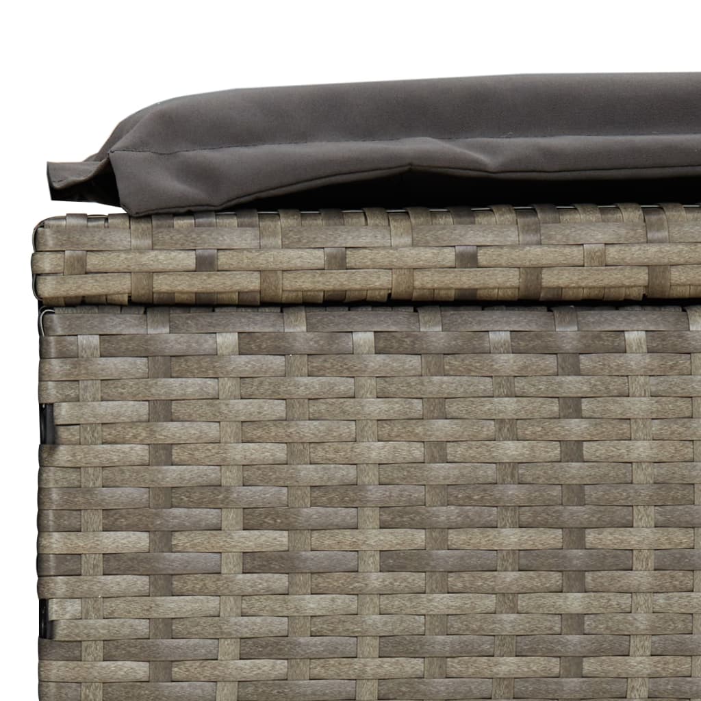 Lettino 1 pz con Cuscino Grigio 201x55x62 cm in Polyrattan