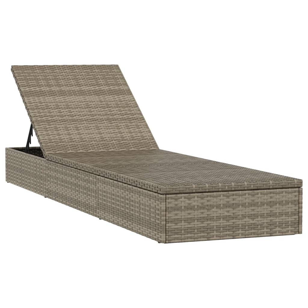 Lettini Prendisole 2pz con Tavolino Grigio in Polyrattan