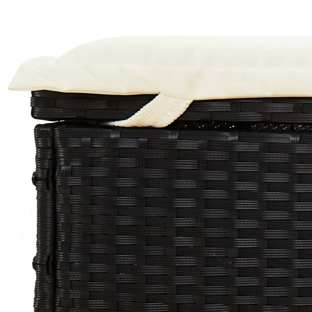 Lettino con Tetto Pieghevole Nero 213x63x97 cm Polyrattan