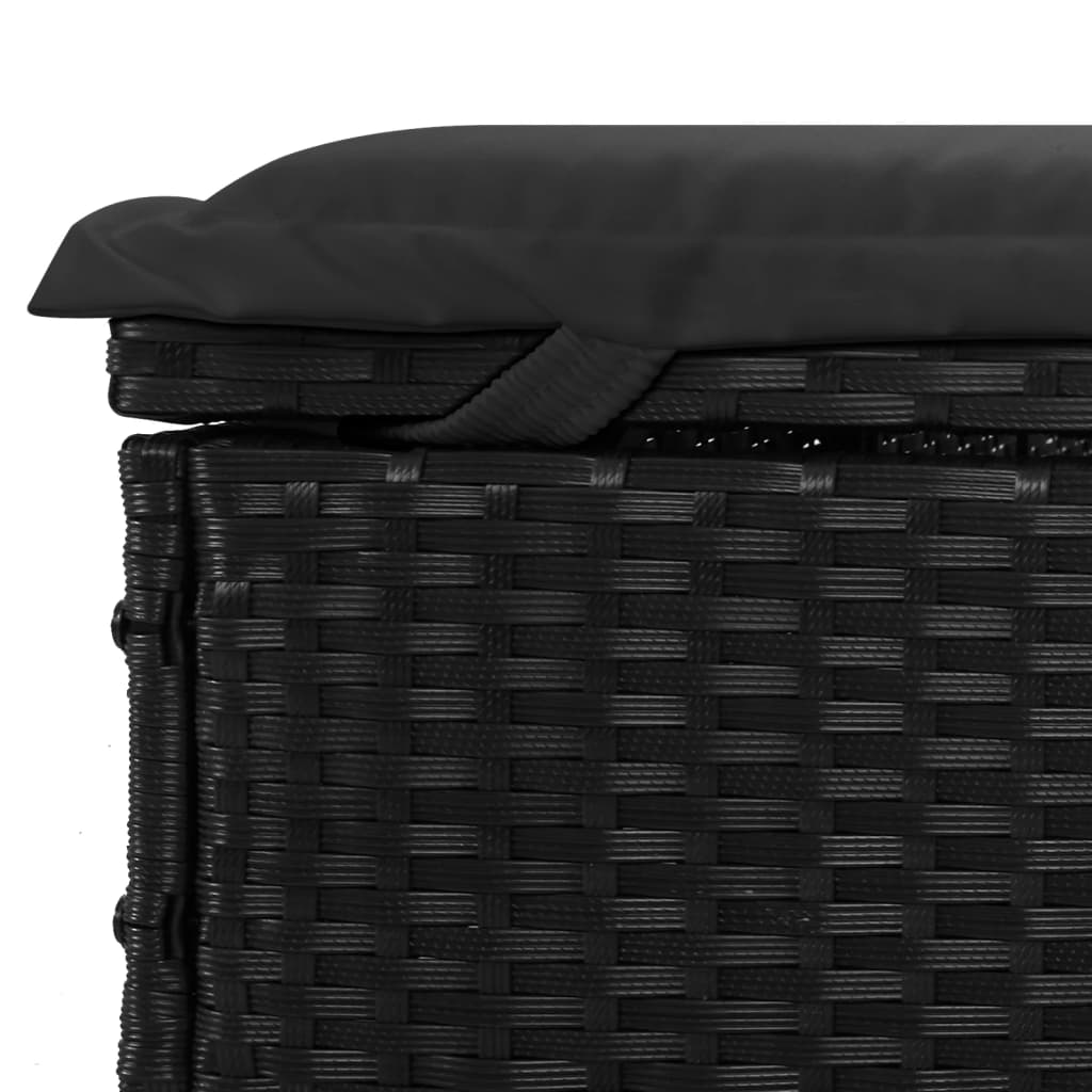 Lettino con Tetto Pieghevole Nero 213x63x97 cm Polyrattan