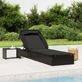 Lettino con Tetto Pieghevole Nero 213x63x97 cm Polyrattan