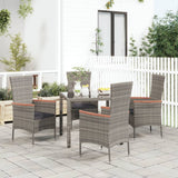 Sedie da Giardino con Cuscini 4 pz in Polyrattan Grigie