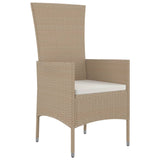 Sedie da Giardino con Cuscini 2 pz in Polyrattan Beige