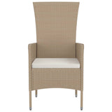 Sedie da Giardino con Cuscini 2 pz in Polyrattan Beige