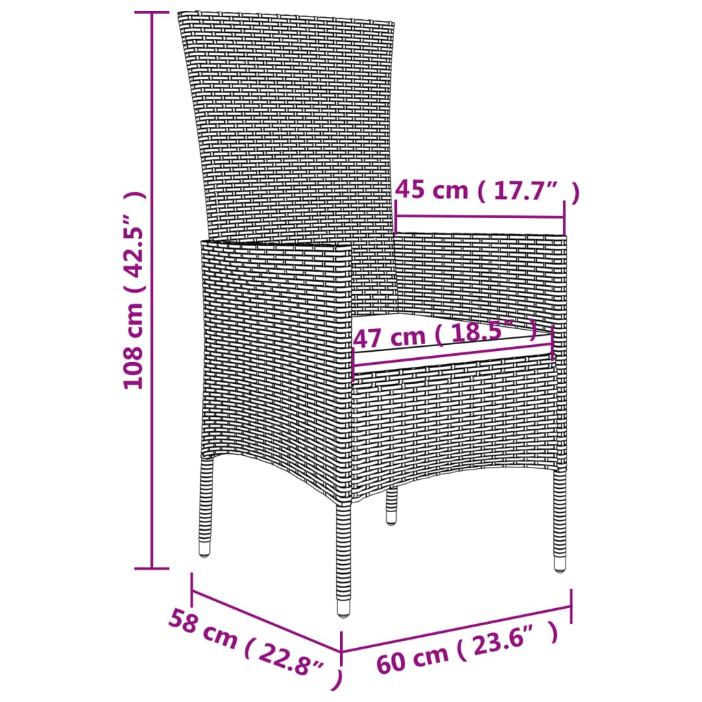 Sedie da Giardino con Cuscini 2 pz in Polyrattan Beige