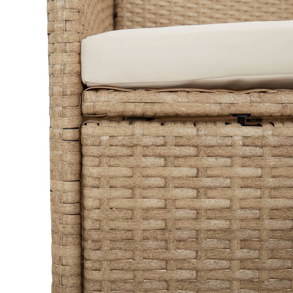 Sedie da Giardino con Cuscini 4 pz in Polyrattan Beige