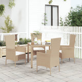 Sedie da Giardino con Cuscini 4 pz in Polyrattan Beige