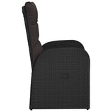 Sedie Reclinabili da Giardino con Cuscini 2pz Nero Polyrattan