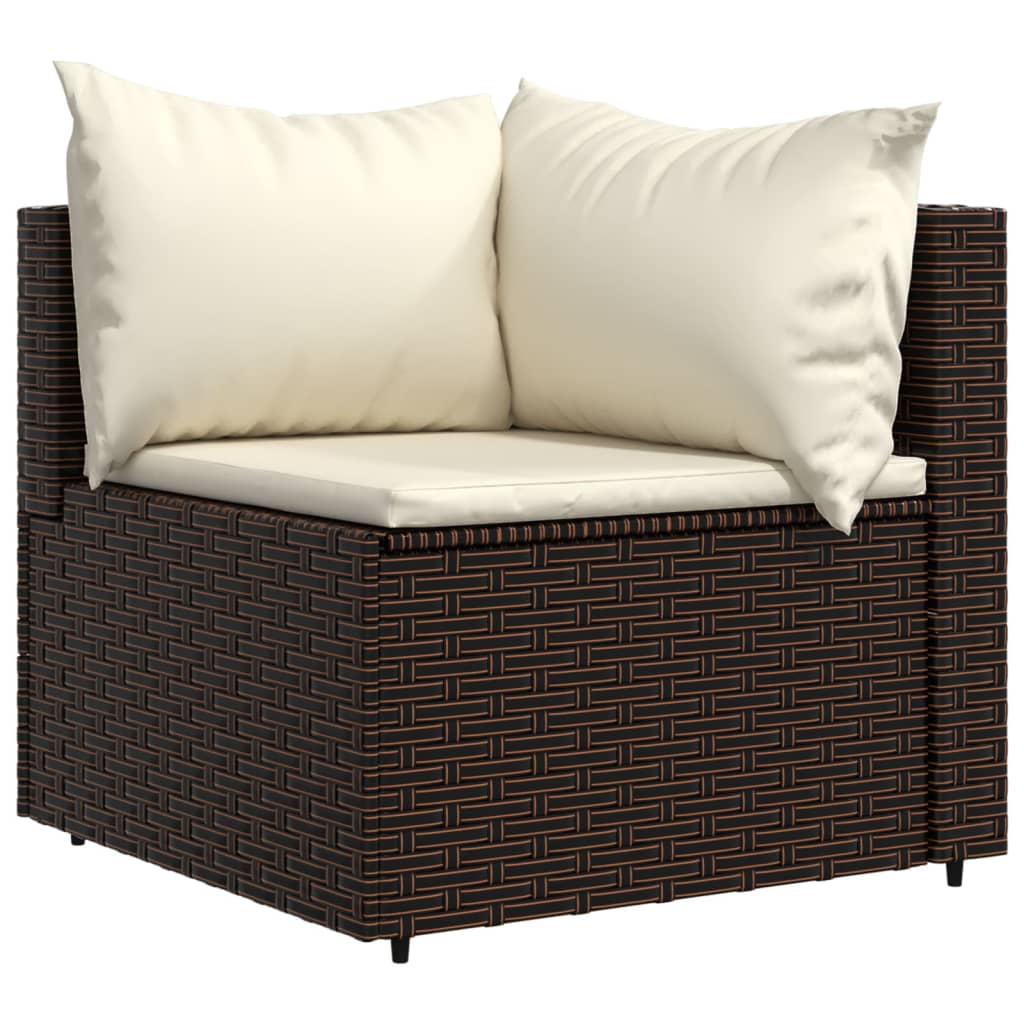 Divani Angolari da Giardino con Cuscini 2pz Polyrattan Marrone