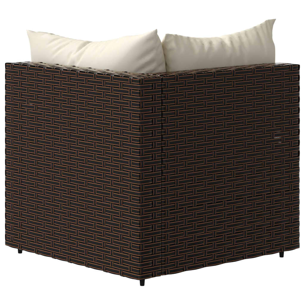 Divani Angolari da Giardino con Cuscini 2pz Polyrattan Marrone