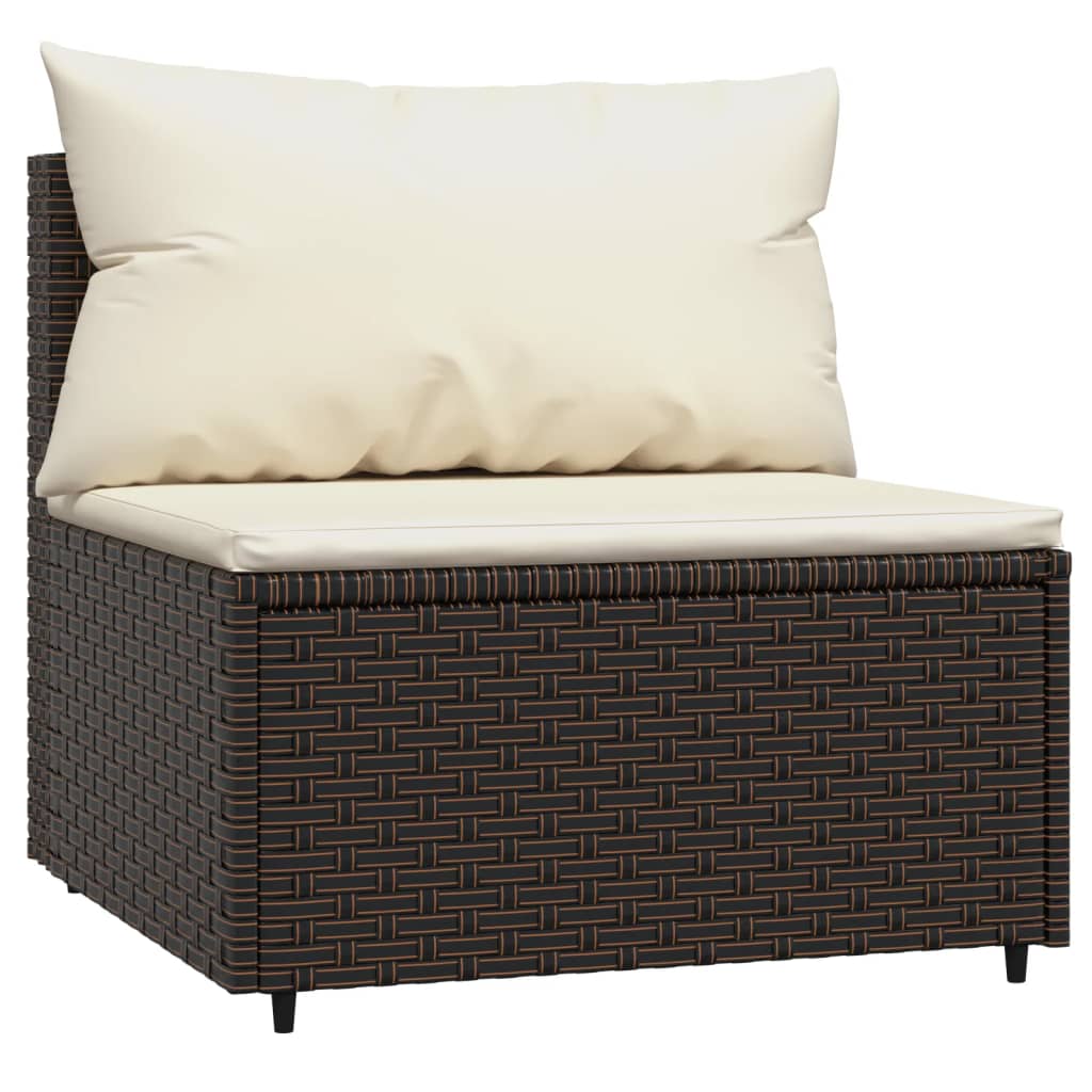 Divani Centrali da Giardino con Cuscini 2pz Polyrattan Marrone