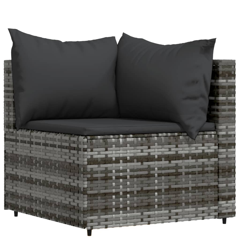 Set Divani da Giardino 4 pz con Cuscini in Polyrattan Grigio