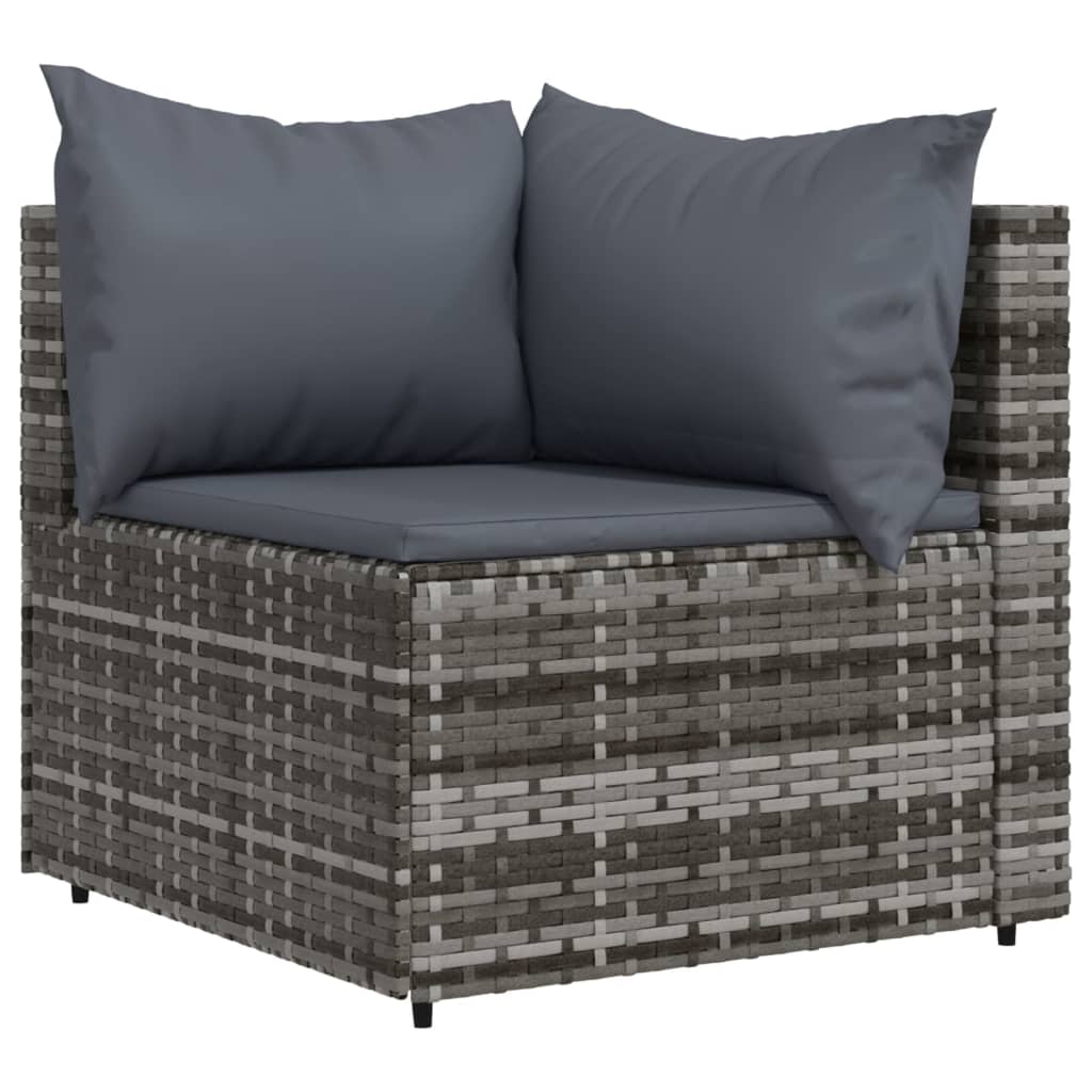 Set Divani da Giardino 3 pz con Cuscini in Polyrattan Grigio