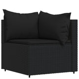 Set Divani da Giardino 3 pz con Cuscini Nero in Polyrattan