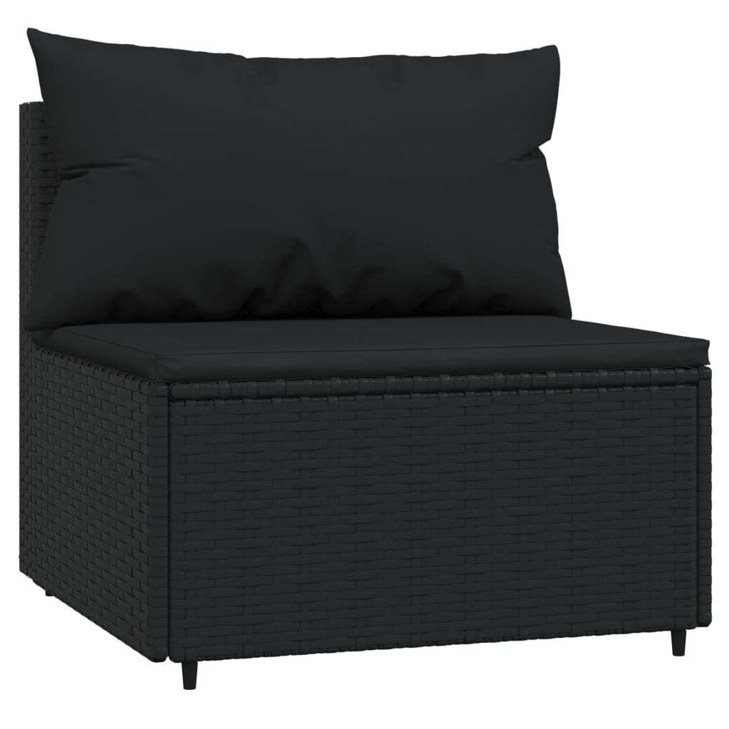 Set Divani da Giardino 4 pz con Cuscini Nero in Polyrattan