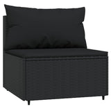 Divani Centrali da Giardino con Cuscini 2pz in Polyrattan Nero