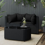 Set Divani da Giardino 3 pz con Cuscini Nero in Polyrattan