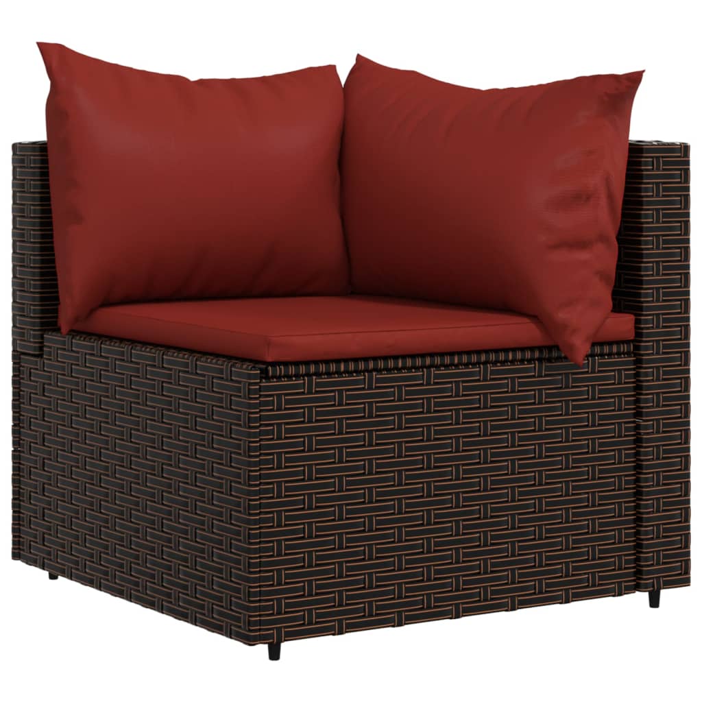 Divani Angolari da Giardino con Cuscini 2pz Polyrattan Marrone