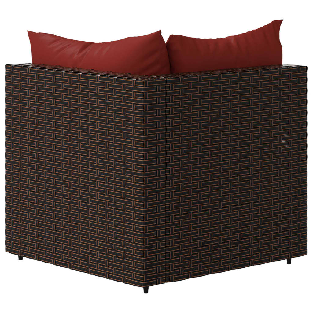 Divani Angolari da Giardino con Cuscini 2pz Polyrattan Marrone