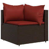 Set Mobili da Giardino 3 pz con Cuscini in Polyrattan Marrone