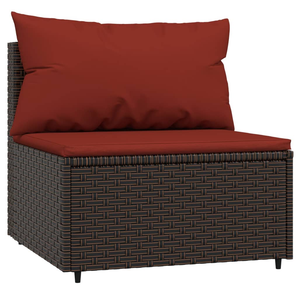 Divani Centrali da Giardino con Cuscini 2pz Polyrattan Marrone