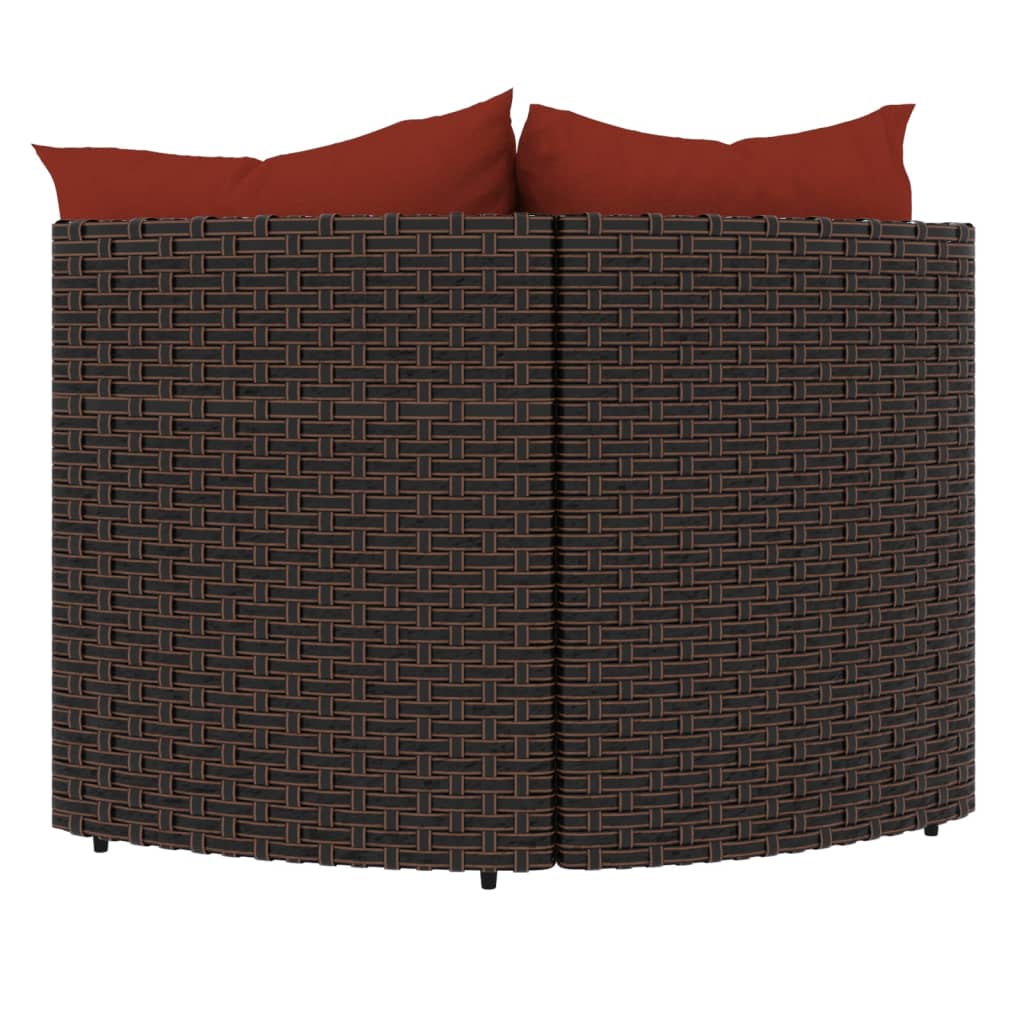 Divani Angolari da Giardino con Cuscini 2pz Polyrattan Marrone